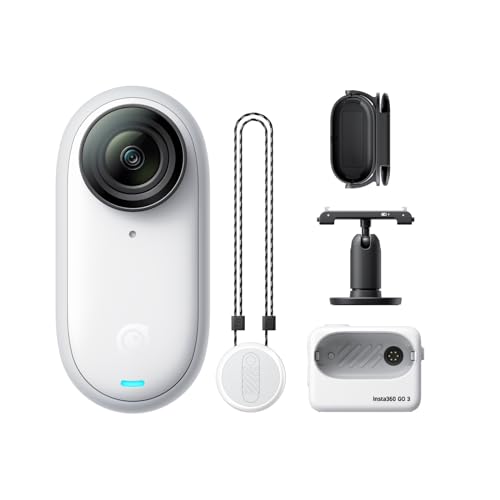 Insta360 GO 3 64GB – Vlogging Camera for Creators, Vloggers, Mini Action Camera with Flip Touchscreen, Light and Portable, Hands-Free POV, Mount Anywhere, Stabilization, Remote Preview, Waterproof - Arctic White - 64GB-Standalone