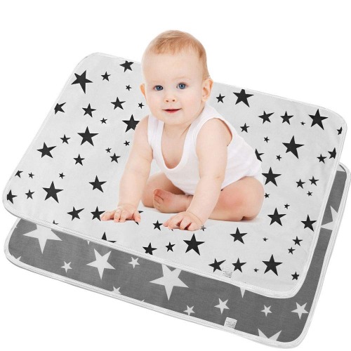 SunTop 2 stks Baby Veranderende Matten, Draagbare Baby Change Pad, Wasbare Katoenen Luier Mat Waterdicht Blad Opvouwbare Luier Pasgeboren & Baby Liner Bed Pads, 50* 70 cm Sheet Bed Pads