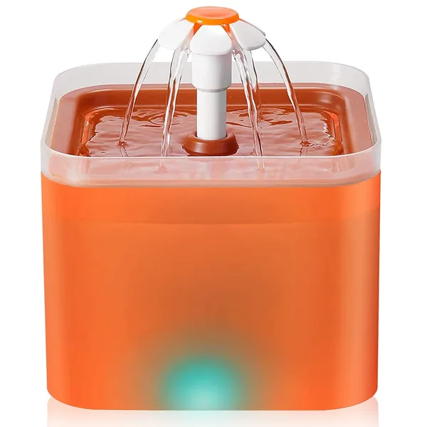 Petsupro Automatic Cat Water Fountain with LED Light 67oz2.4L Quiet Flowing Pet Fountain for Cats Small Dogs Other Pets Hygienic Water Dispenser for Pets, Orange - Orange