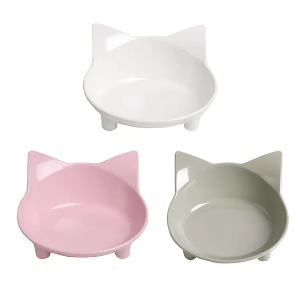 Cat Bowl Cat Food Bowls Non Slip dog Dish Pet Food Bowls Shallow Cat Water Bowl Cat Feeding Wide Bowls to Stress Relief of Whisker Fatigue Pet Bowl of Dogs Cats Rabbits Puppy(Safe Food-grade Material) - 3Grey+White+Pink