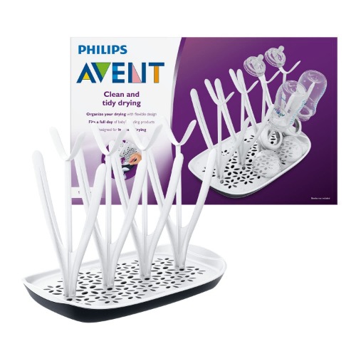 Philips Avent Droogrek - Afneembare lekbak - Ontworpen om hygienisch te drogen - Voor flessen van alle formaten - Gemakkelijk te vullen - 0-24 Maanden - SCF149/00