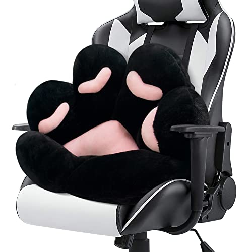 MOONBEEKI Cat Paw Cushion Chair Comfy Kawaii Shape Lazy Plush Pillow for Gamer Chair 28"x 24" Cozy Floor Cute Seat Kawaii for Girl Worker Gift, Dining Room Bedroom Decorate Black - Black - 28 Inch