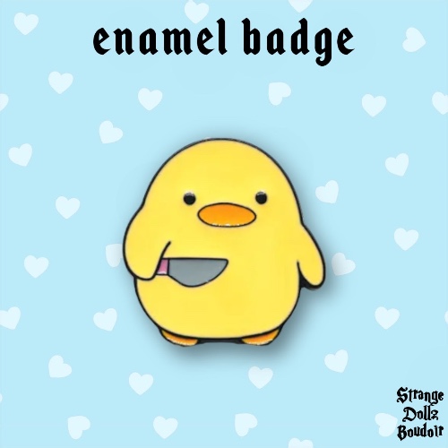 Cute Duck with Knife enamel badge pin, pastel goth, Halloween, Strange Dollz Boudoir