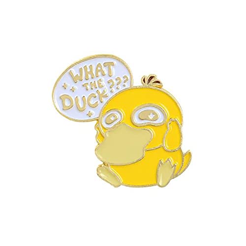 HGB What The Duck Lapel Pin Cute Animal Yellow Duck Enamel Pin Funny Alloy Brooch Badge Clothes Bags Backpacks Decor