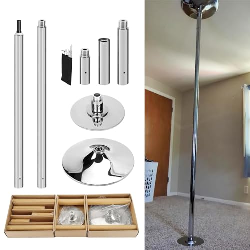 NUNETH Adjustable Fitness Dancing Pole, 7ft 8ft 9ft 10ft 11ft 12ft Static & Swivel Stabilized Stripper Pole for Extra High Ceilings, No Drilling Required (Color : Height 2.23-3.74m(7.3ft-12.3ft)) - Height 2.23-3.74m(7.3ft-12.3ft)