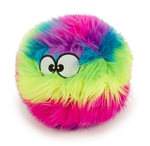 goDog Furballz Squeaky Plush Ball Dog Toy, Chew Guard Technology - Rainbow, Large - Furballz - Large - Furballz (Rainbow)