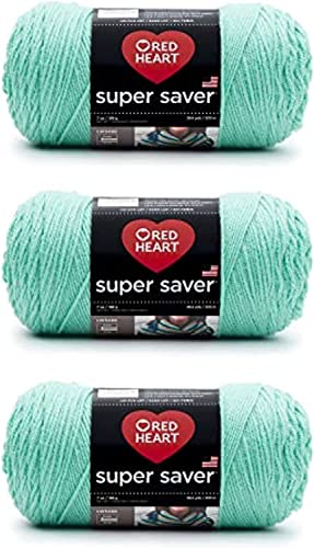 Red Heart Super Saver Aruba Sea Yarn - 3 Pack of 198g/7oz - Acrylic - 4 Medium (Worsted) - 364 Yards - Knitting/Crochet - 3-pack - Aruba Sea