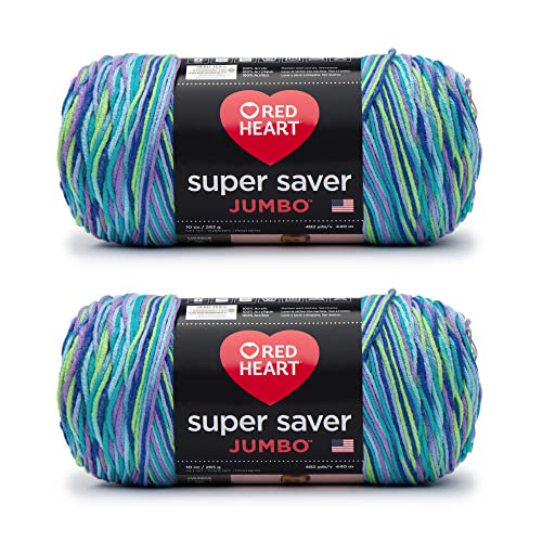 Red Heart Super Saver Jumbo Wildflower Yarn - 2 Pack of 283g/10oz - Acrylic - 4 Medium (Worsted) - 482 Yards - Knitting/Crochet - Wildflower - 2 Pack - Jumbo