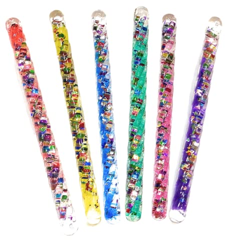 Mini Spiral Glitter Wands (6.5 Inches) - 6 Pack - 6