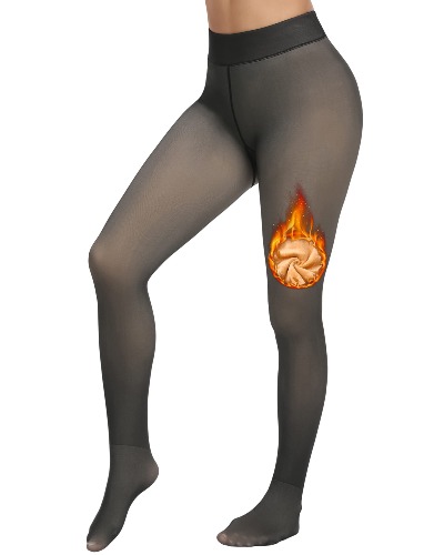 CHRLEISURE Women's Winter Warm Fleece Lined Leggings - Thick Velvet Tights Thermal Pants - Pantyhose Translucent - Black X-Small-Small