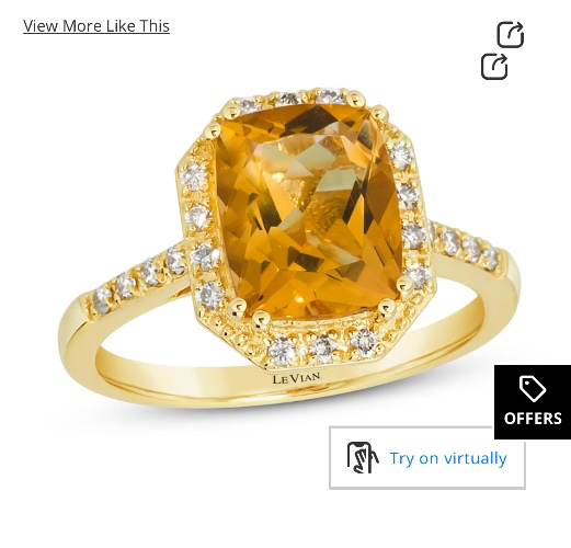 Le Vian Citrine Ring 1/6 ct tw Diamonds 14K Honey Gold
