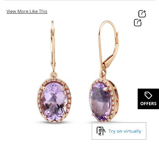 Amethyst & Diamond Earrings 1/6 ct tw Oval/Round-Cut 10K Rose Gold
