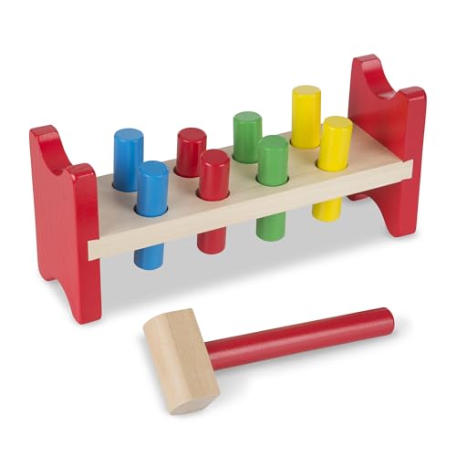 Melissa & Doug Deluxe Wooden Pound-A-Peg Toy With Hammer 