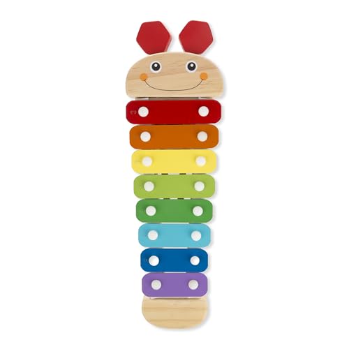 Melissa & Doug Caterpillar Xylophone Musical Toy With Wooden Mallets 15.25" x 6.5" x 1.5 - For Toddlers,Ages 3+,Blue - Standard Packaging