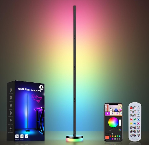 Corner Floor Lamp, RGBICW LED Corner Lamp with 1300lm Smart Modern Floor Lamp,App & Remote Control,Music Sync,Color Changing 