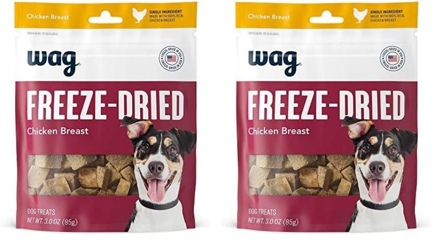 Amazon Brand - Wag Freeze-Dried Raw Single Ingredient Dog Treats Chicken Breast 3 Ounce (Pack of 2) - Chicken - 3 Ounce (Pack of 2)