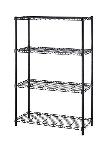 4 Tier Shelving Unit NSF Wire Shelf Metal Large Storage Shelves Heavy Duty Height Adjustable Commercial Grade Steel Utility Layer Shelf Rack Organizer 1000 LBS Capacity -14x36x54,Black - Black - 36×14×54