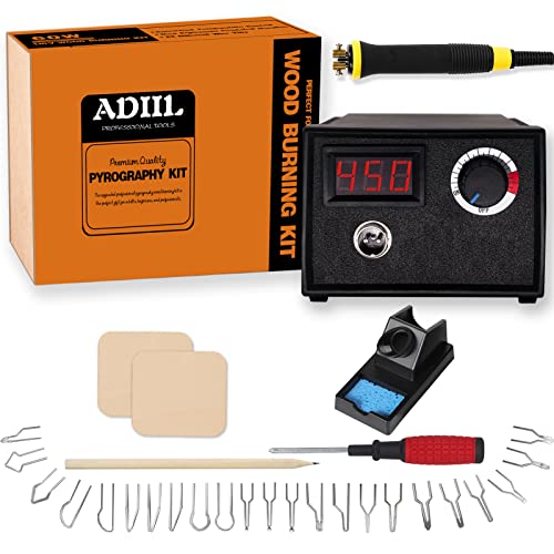 ADIIL Wood Burning Kit, Wood Burning Tool, Adjustable Temperature Pyrography Pen Kit, Professional Wood Burner Tool Kit for Adults and Beginners Christmas Gift, Single Pen, Use Voltage 110V