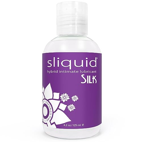 Sliquid Silk Intimate Lubricant - Silicone & Water-Based Lube Blend for Women/Men/Couples, Hypoallergenic Lube, Hybrid Silicone Lube & Water-Based Lubricant, Waterproof, Unscented, 4.2 Fl Oz - 4.2 Ounce (Pack of 1)
