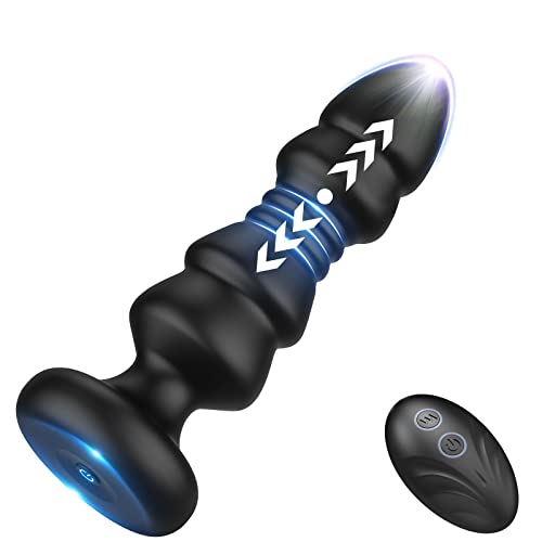 Thrusting Anal Vibrator - Anal Sex Toy Remote Control Vibrating Butt Plug G Spot Vibrator, Anal Plug Vibrator With 5 Vibrating & Thrusting Modes Prostate Massager For Male and Female