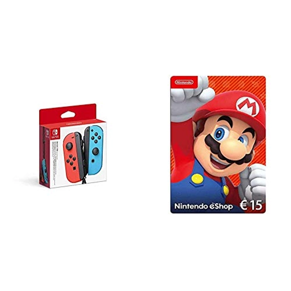 Nintendo Joy-Con 2er-Set Neon-Rot/Neon-Blau & Nintendo eShop Card | 15 EUR Guthaben | Download Code