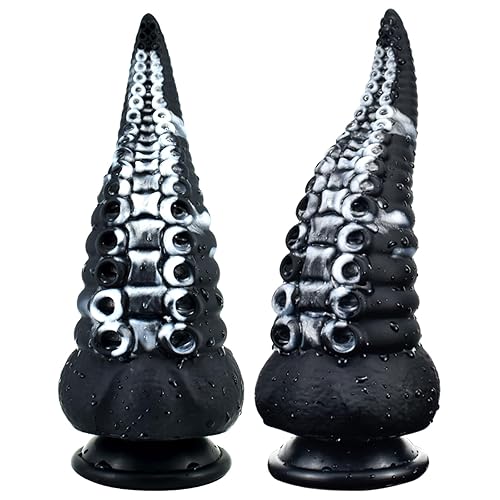 Soft Silicone Dildo Tentacle Sex Toys, 7.2" Small Beginner Dildo Suction Cup Dildos, Black Anal Dildo Dragon Alien Dildo Compatible Strap-on Harness, Anal Sex Toy Butt Plugs for Women, Men & Couple - M - Black