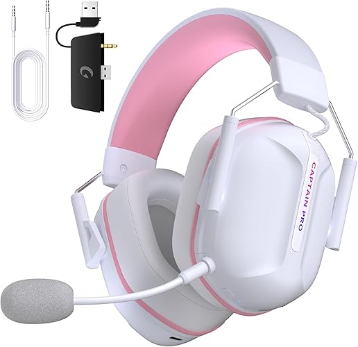 RYR Wireless Gaming Headset for Xbox Series X|S, Xbox One, PC, PS5/4, Mac, Mobile, Switch, 3D Surround Sound, Bluetooth 5.3, 60H Battery, Gaming Headphones with Detachable Noise Canceling Mic-Pink - Pink