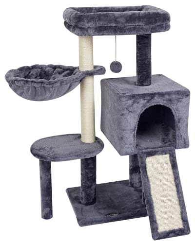 FISH&NAP Cute Cat Tree Kitten Cat Tower for Indoor Cat Condo Sisal Scratching Posts with Jump Platform Cat Furniture Activity Center Play House SmokyGrey - Smokygrey
