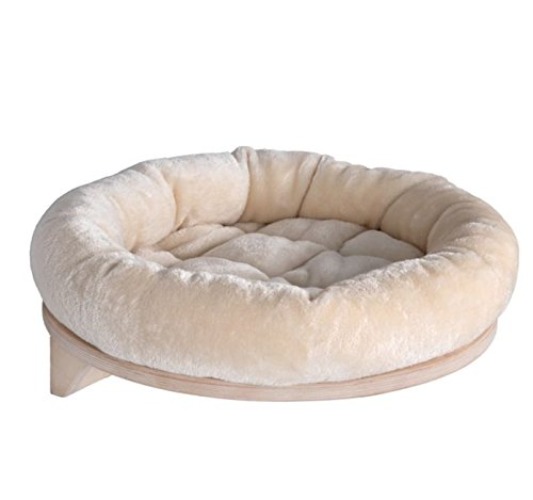 Wall Mounted Soft Cat Bed - Wood Shelf Made From Untreated Plywood - Durable And Sturdy Construction - Removable And Machine Washable Cover - Easy To Attach To Walls (Cream)