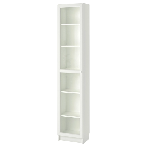 BILLY / OXBERG Bookcase with glass-door - white/glass 15 3/4x11 3/4x79 1/2 "