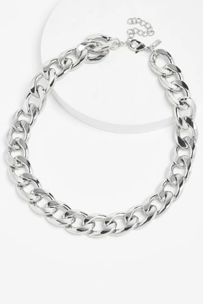 Silver Tone Chunky Chain Necklace