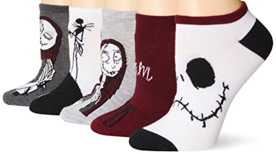 Disney Women's Nightmare Before Christmas 5 Pack No Show Socks - 9-11 - White Multi