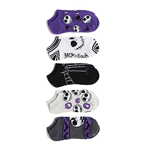 Disney Women's Nightmare Before Christmas 5 Pack No Show Socks - 9-11 - Halloween White