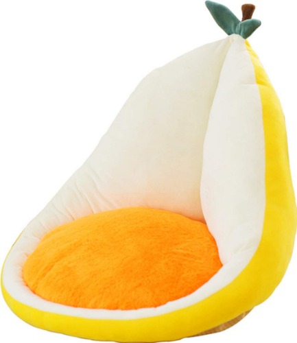 WUYU Cartoon Fruit Seat Cushion with Backrest Non Slip Chair Cushion Semi-Enclosed Plush Chair Pads for Office Home Sofa (Grapefruit)