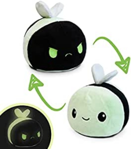 TeeTurtle | The Original Reversible Bee Plushie | Patented Design | Sensory Fidget Toy for Stress Relief | Glow in The Dark! | Show Your Mood Without Saying a Word! Small