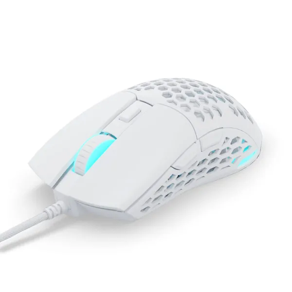 Pwnage Ultra Custom Symm 2 RGB Gaming Mouse - Esports Pro Gamer Flawless Professional PMW3389 Optical Sensor 16,000 DPI - Flexible Paracord Cable - 100% PTFE Skates (Honeycomb Sides, Wired, White) - 