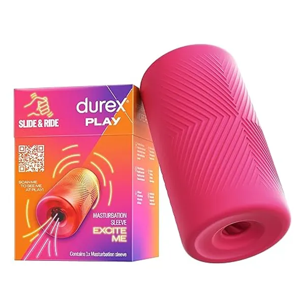 Durex Sensory Textured Male Masturbator Sleeve - Stretchy, Waterproof, Soft, Dotted, Compact, Reusable, Flexible, Quiet, Discreet Adult Toy - Perfect Valentine's Gift for Him