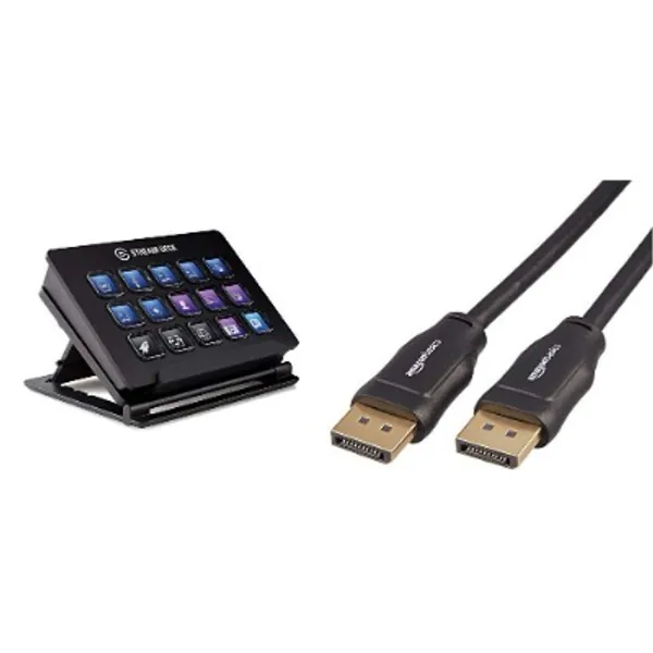 Elgato Stream Deck - Live Content Creation Controller mit personalisierbaren und einstellbarem Ständer, für Windows 10 und MacOS10.13 oder Neuer  Amazon Basics - DisplayPort auf DisplayPort