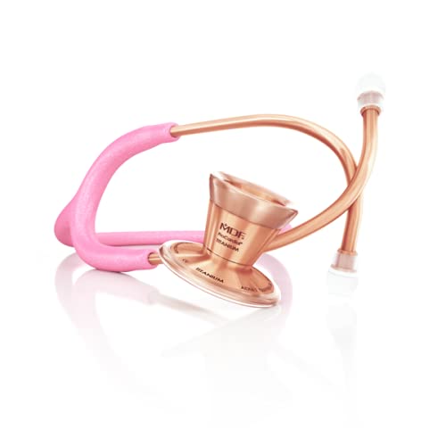 MDF Pink Glitter Rose Gold ProCardial Cardiology Stethoscope, Limited Edition Mprints, Lightweight Titanium, Adult, Dual Head, Pink Glitter Tube, Rose Gold Chestpiece-Headset, MDF797TGL01RG - 