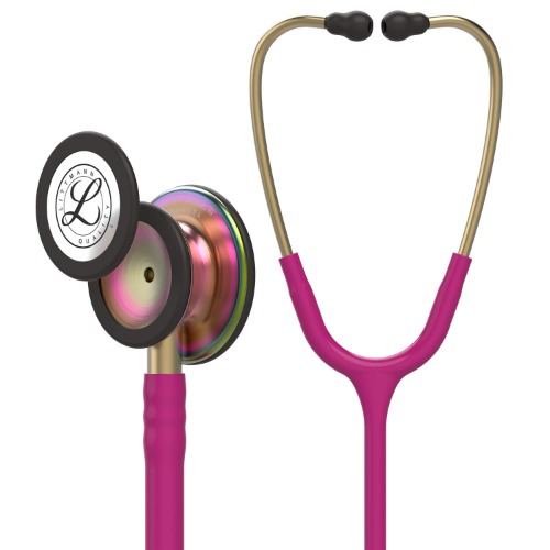 3M Littmann Classic III Monitoring Stethoscope, Rainbow-Finish, Raspberry Tube, 27 Inch, 5806 - Rainbow Finish Chestpiece, Raspberry Tube