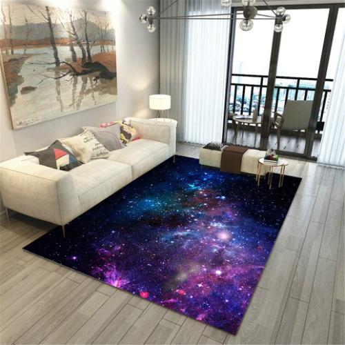 Blue Purple Galaxy Area Rug for Women Girls Starry Sky Stars Outer Space Throw Rugs Living Room Kitchen Floor Mat Non-Slip Carpet