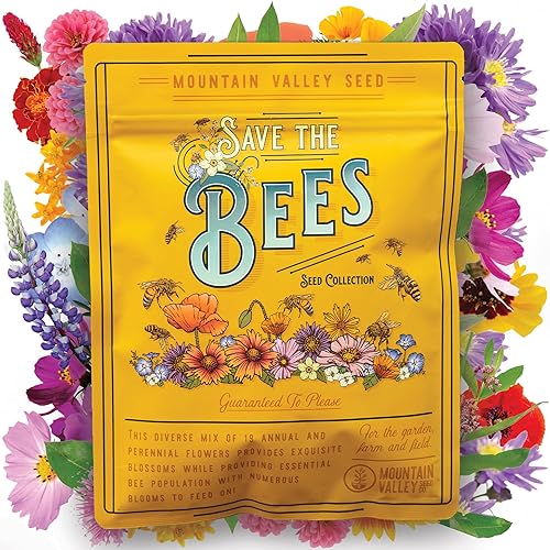 Wildflower Seeds Bulk, 2 Oz. 80,000+Seeds, Save the Bees Wild Flowers Seeds Mix-19 Non-GMO Varieties of Wildflower Seeds for Bees-Bee Friendly Wildflower Seeds-Pollinator Wildflower Seeds for Planting - Save the Bees