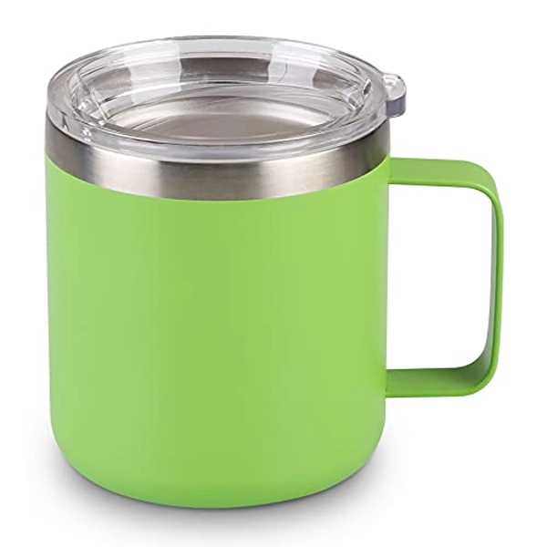 Tahoe Trails 12 oz Insulated Stainless Steel Coffee Mug, Vacuum Insulated Double Wall Travel Cup with Lid and Handle, Green