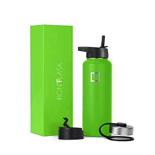 IRON °FLASK Sports Water Bottle - 40oz, 3 Lids (Straw Lid), Leak Proof - Stainless Steel Gym & Sport Bottles for Men, Women & Kids - Double Walled, Insulated Thermos, Metal Canteen