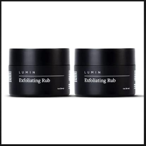 Lumin Exfoliating Rub for Men 2 Pack Activated Charcoal Face Exfoliator Rub for Reducing Dullness, Dryness, Dark Spots, Blackheads, and Shaving Irritation Achieve Your Best Look - 1 Fl Oz (Pack of 2)