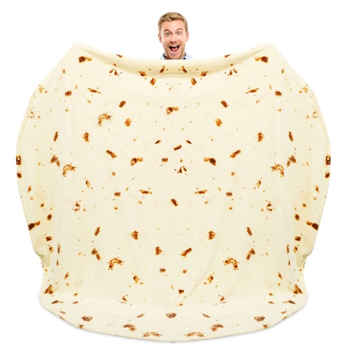 Zulay (60-80 inches) Giant Double Sided Tortilla Blanket - Novelty Big Tortilla Blanket for Adult and Kids - Premium Soft Flannel Round Tortilla Blanket for Indoors, Outdoors, Travel, Home and More - 60 Inch Beige