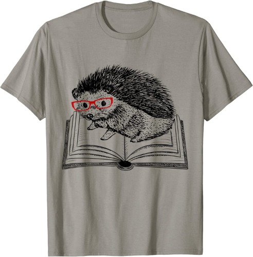 Cute Hedgehog Book Nerd T-Shirt Funny Readers Tee