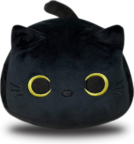 Black Cat Plush Pillows Toys, 15 inch Black Cat Stuffed Animals Plush Toys, Cute Soft Cat Plushie Black Cat Pillow Stuffed Cat Toys for Birthday Christmas Halloween Kids Gifts Home Car Decoration