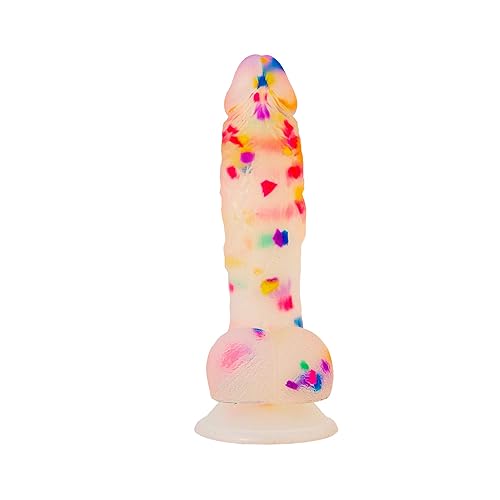 Pure Love 7.5" Confetti Clear Silicone Dildo With Suction Cup, Harness Compatible Adult Sex Toy