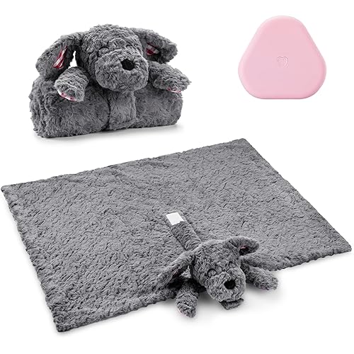 Heartbeat Toy Heartbeat Blanket for Dog Anxiety Relief, Heartbeat Stuffed Animal for Puppy Calming Aid Behavioral Aid, Dog Comfort Toy for Sleep Aid Cuddle, Grey - Grey